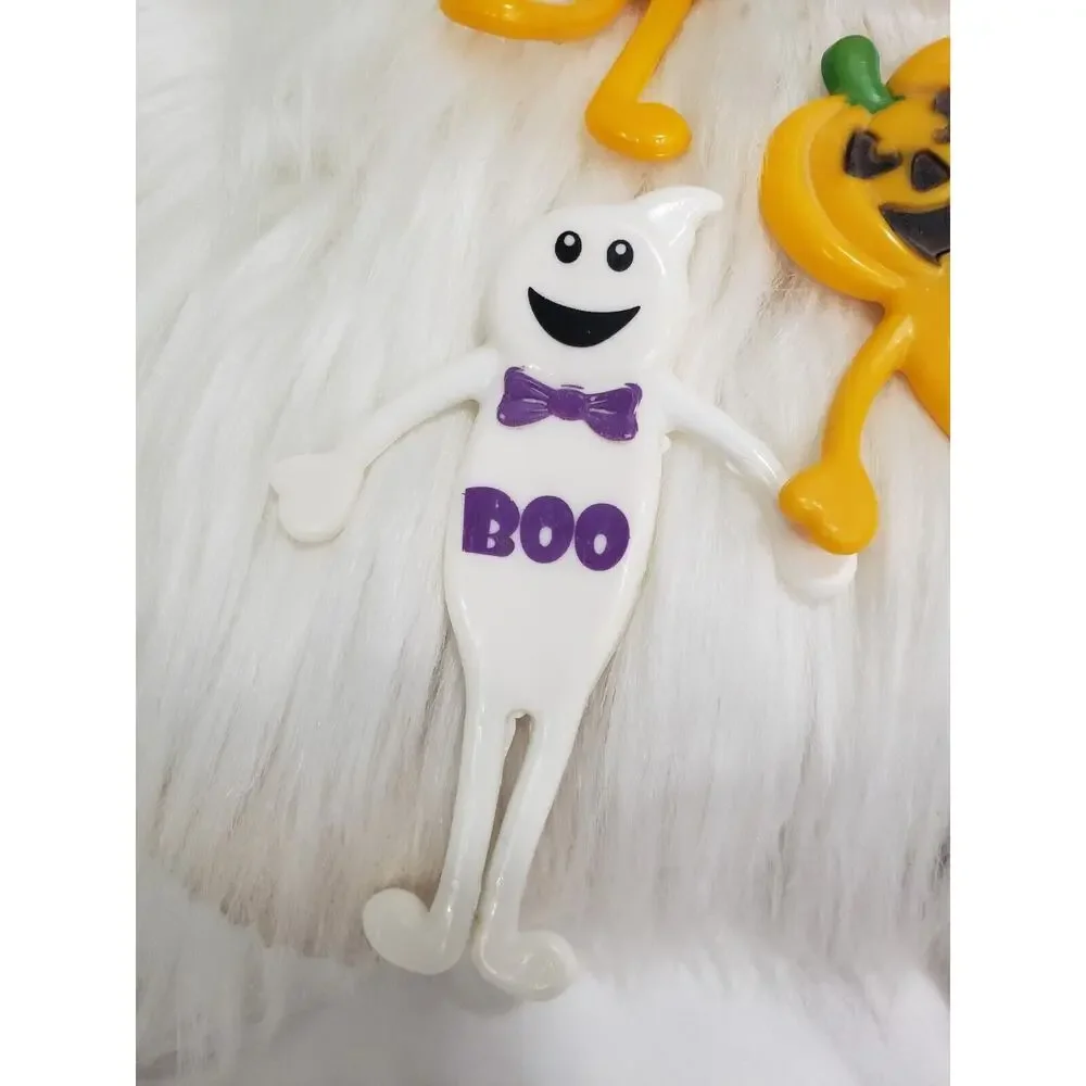 Vintage Bendy Rubber Figure Toy‎ Bendable Halloween Pumpkin Ghost Black Cat Lot